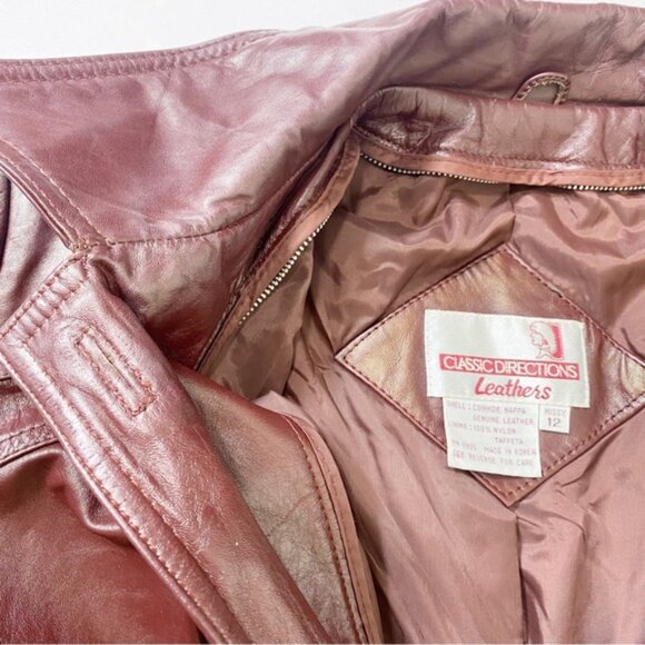 Classic Directions Leather Chestnut Button Front Fully Lined Leather Jacket Sz12 - Picture 10 of 12